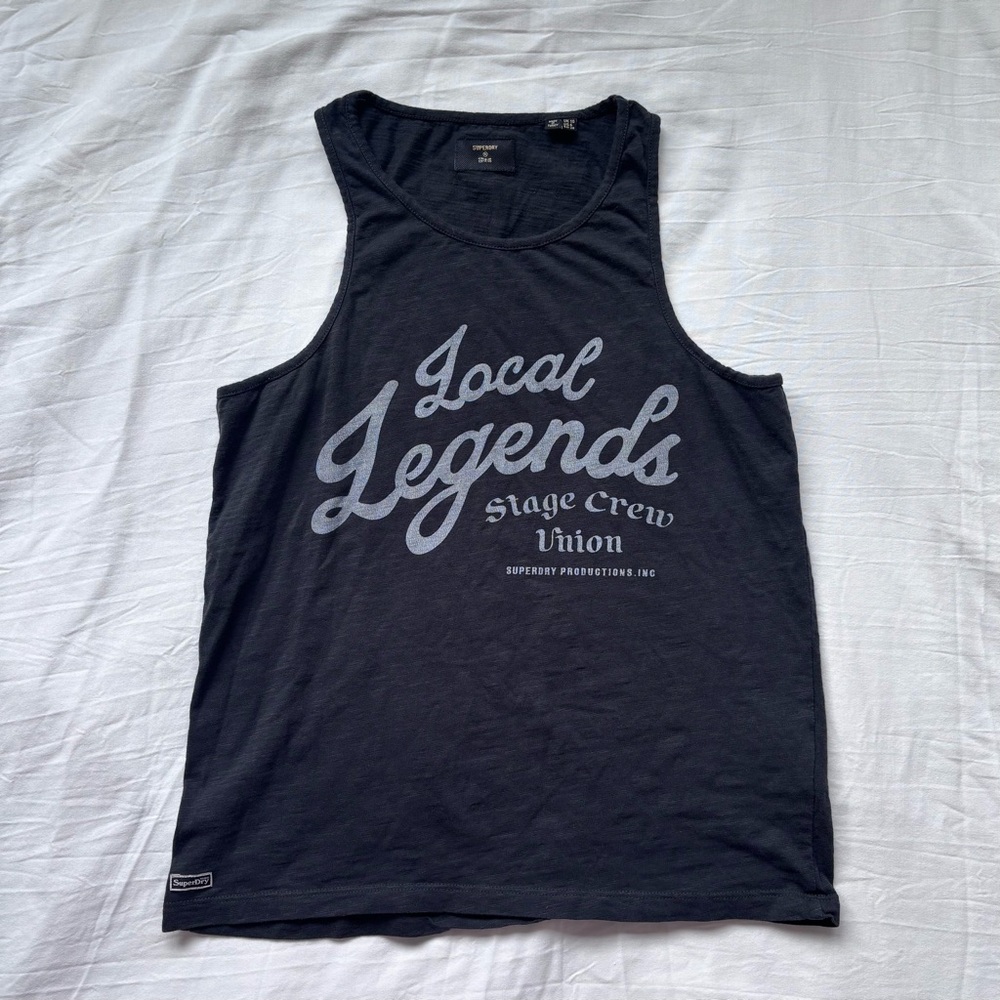 SuperDry Local Legends Washed Black Tank Top